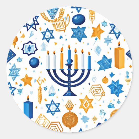 Prettig Hanukkah Ronde Sticker (Voorkant)