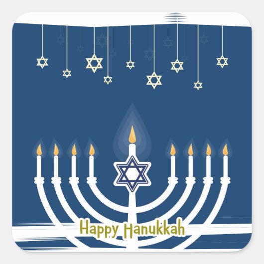 Prettig Hanukkah Vierkante Sticker (Voorkant)