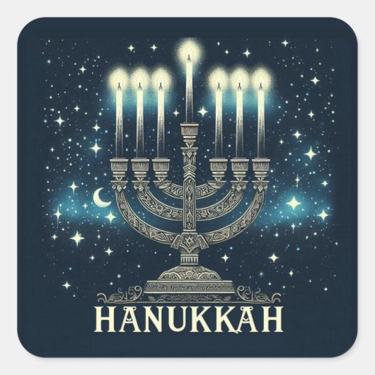 Prettig Hanukkah Vierkante Sticker (Voorkant)