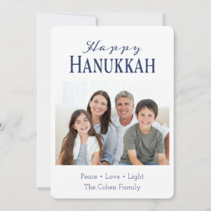 Prettig Hanukkah Vrede Liefde Licht Elegente Blauw Feestdagenkaart