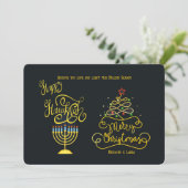 Prettig Hanukkah Zalig Kerst Kerstkaart (Staand voorkant)