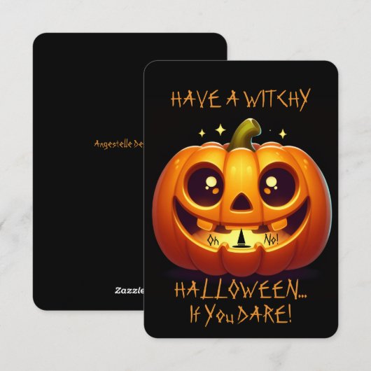 Prettig heksig Halloween Kaart (Voorkant / Achterkant)