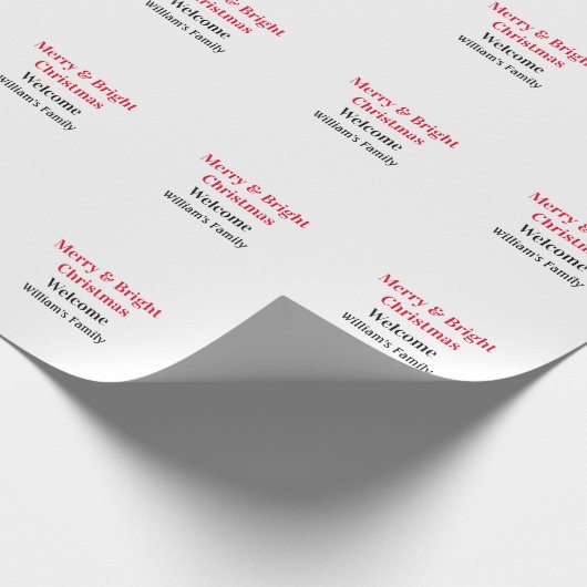 Prettig helder Kerstmis voeg familienaam toe welko Cadeaupapier (Hoek)
