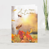 Prettig herfstseizoen met herfstbladeren kaart (Voorkant)