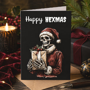 Prettig Hexmas Kerstman Skelet Spoky Gotische Kers Kaart