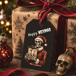 Prettig Hexmas Skelet Kerstman Gotische Kerstmis Cadeaulabel
