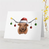 Prettig Hielan Koe Kerstdag Kaart (Gele Bloem)