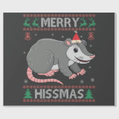 Prettig Hissmas Grappige Lelijke Kersttrui Opossum Cadeaupapier (Vlak)