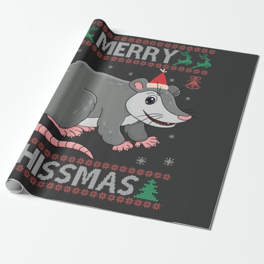 Prettig Hissmas Grappige Lelijke Kersttrui Opossum Cadeaupapier (Uitgerold)
