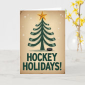 Prettig Hockey Kerstfeest Kaart (Gele Bloem)