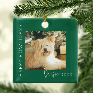 Prettig Hoe-lid-feest huisdier foto kerstboom Metalen Ornament