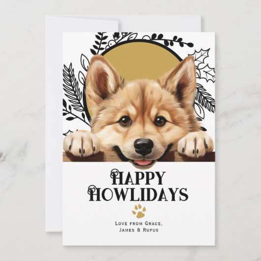 Prettig Hoe-lidagenseizoen Noorse Buhund Hond Feestdagenkaart (Voorkant)
