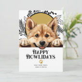 Prettig Hoe-lidagenseizoen Noorse Buhund Hond Feestdagenkaart (Staand voorkant)