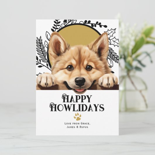 Prettig Hoe-lidagenseizoen Noorse Buhund Hond Feestdagenkaart (Staand voorkant)