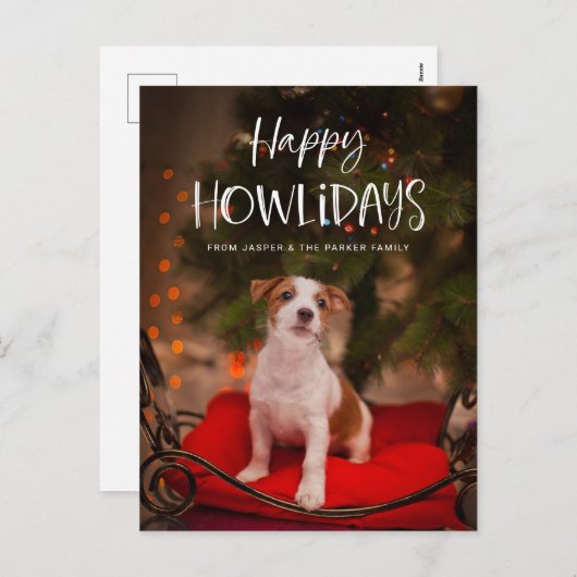 Prettig Hoe-liedags | Cute huisdier hond Kerst fot Feestdagenkaart (Voorkant / Achterkant)