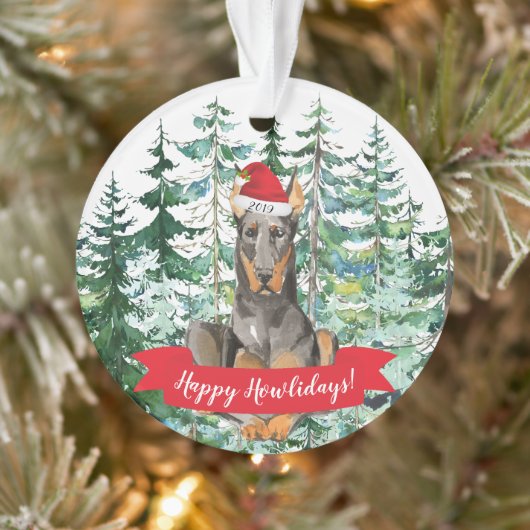 Prettig Hoewietdagen Dobermann Kerstmis Ornament (Boom)