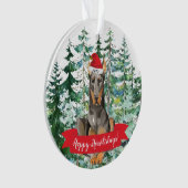 Prettig Hoewietdagen Dobermann Kerstmis Ornament (voorkant)