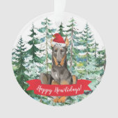 Prettig Hoewietdagen Dobermann Kerstmis Ornament (voorkant)