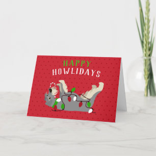 Prettig HOWLidagen Cute Schnauzer Kerstmis Feestdagen Kaart
