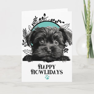Prettig Howlidays Affenpinscher Hond Kerstmis Feestdagen Kaart