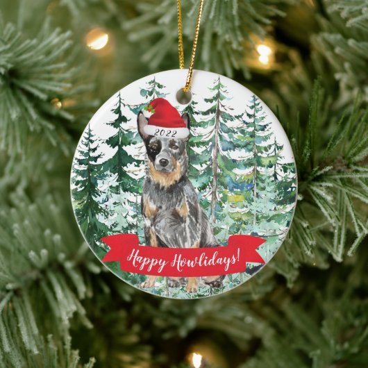 Prettig Howlidays Australian Cattle Dog Kerstmis Keramisch Ornament (Boom)