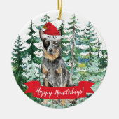 Prettig Howlidays Australian Cattle Dog Kerstmis Keramisch Ornament (Voorkant)