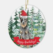 Prettig Howlidays Australian Cattle Dog Kerstmis Keramisch Ornament (Links)