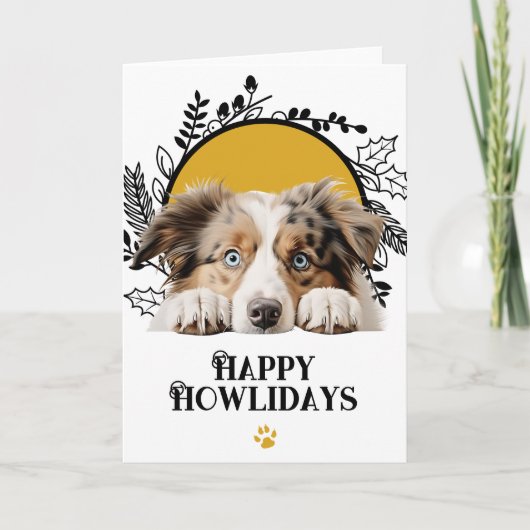 Prettig Howlidays Australian Shepherd-hond Feestdagen Kaart (Voorkant)