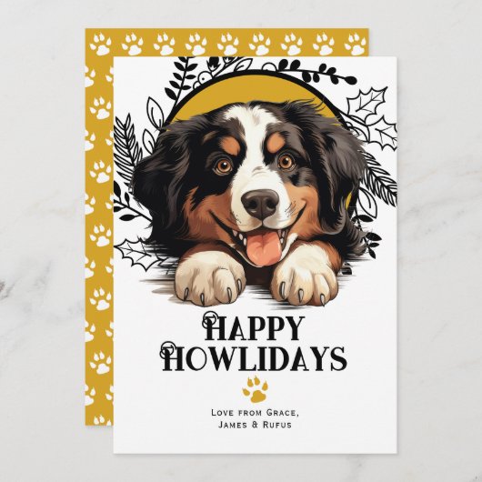 Prettig Howlidays Birmese berghond Kerstmis Feestdagenkaart (Voorkant / Achterkant)