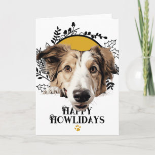 Prettig Howlidays Borzoi hond Kerstmis Feestdagen Kaart