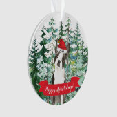 Prettig Howlidays Boston Terrier Hond Kerstmis Ornament (voorkant)