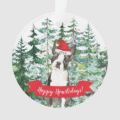 Prettig Howlidays Boston Terrier Hond Kerstmis Ornament (voorkant)
