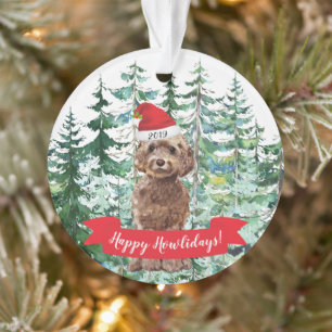 Prettig Howlidays Bruine Cockapoo Hond Kerstmis Ornament