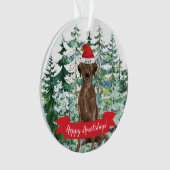 Prettig Howlidays Bruine Labrador Hond Kerstmis Ornament (voorkant)