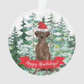 Prettig Howlidays Bruine Labrador Hond Kerstmis Ornament (voorkant)