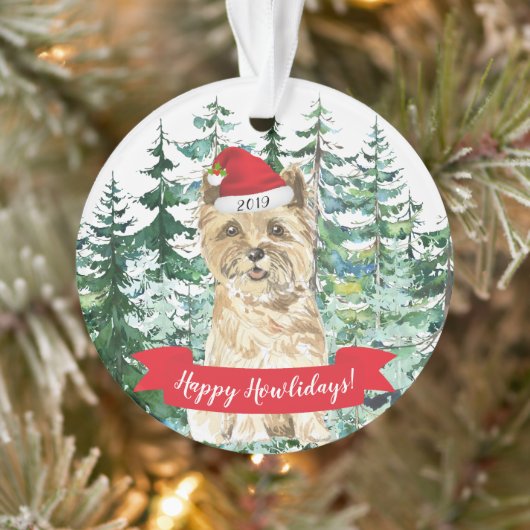 Prettig Howlidays Cairn Terrier Hond Kerstmis Ornament (Boom)