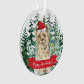 Prettig Howlidays Cairn Terrier Hond Kerstmis Ornament (voorkant)