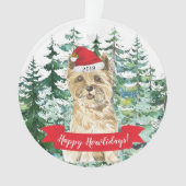 Prettig Howlidays Cairn Terrier Hond Kerstmis Ornament (voorkant)