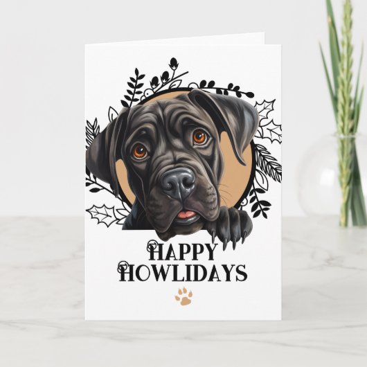 Prettig Howlidays Cane Corso Hond Kerstmis Feestdagen Kaart (Voorkant)