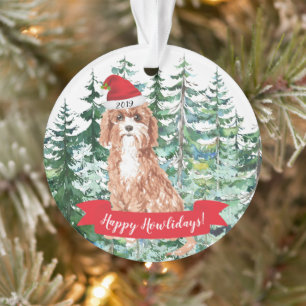 Prettig Howlidays Cavapoo hond Kerstmis Ornament