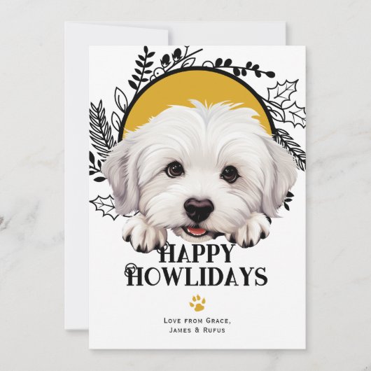 Prettig Howlidays Coton De Tulear hond Kerstmis Feestdagenkaart (Voorkant)