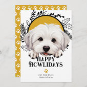 Prettig Howlidays Coton De Tulear hond Kerstmis Feestdagenkaart (Voorkant / Achterkant)