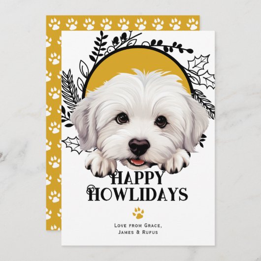 Prettig Howlidays Coton De Tulear hond Kerstmis Feestdagenkaart (Voorkant / Achterkant)