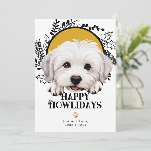 Prettig Howlidays Coton De Tulear hond Kerstmis Feestdagenkaart (Staand voorkant)