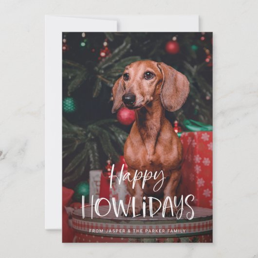 Prettig Howlidays | Cute Pet Hond Kerst Foto Feestdagenkaart (Voorkant)