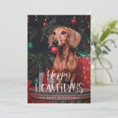 Prettig Howlidays | Cute Pet Hond Kerst Foto Feestdagenkaart (Staand voorkant)