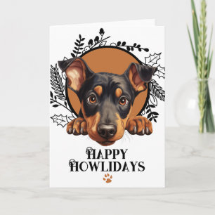 Prettig Howlidays Dobermann Pinscher Hond Kerstmis Feestdagen Kaart