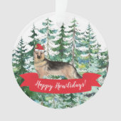 Prettig Howlidays Duitse Herdershond Kerstmis Ornament (voorkant)
