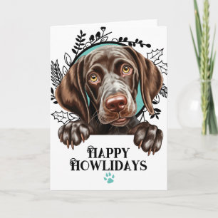 Prettig Howlidays Duitse Staande Hond Feestdagen Kaart