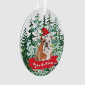 Prettig Howlidays Engelse Bulldog Hond Kerstmis Ornament (voorkant)
